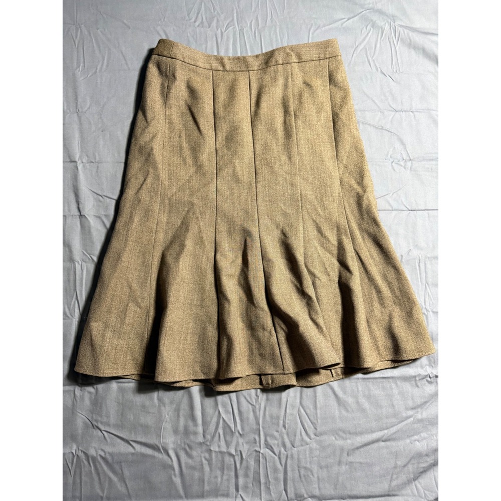 Ann Taylor Loft Skirt Women 4 Brown Good Wool A-Line Flared Lined Classic